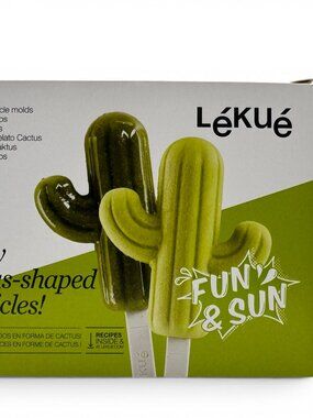 4 Pack Lekue Cactus Ice Pop Mold 95mL Stackable Flexible 100% Platinum Silicone